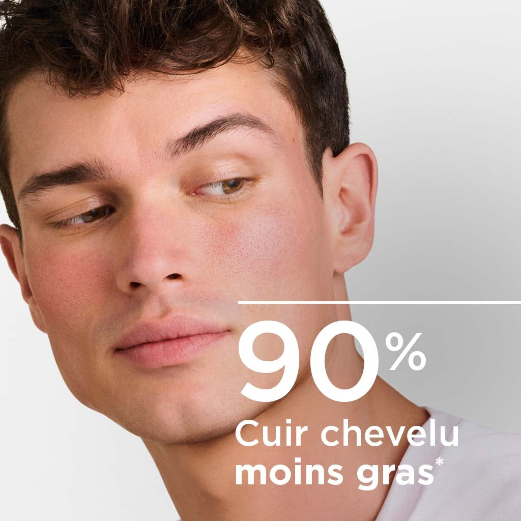 Bioderma Nodé P, man's face with study results in French