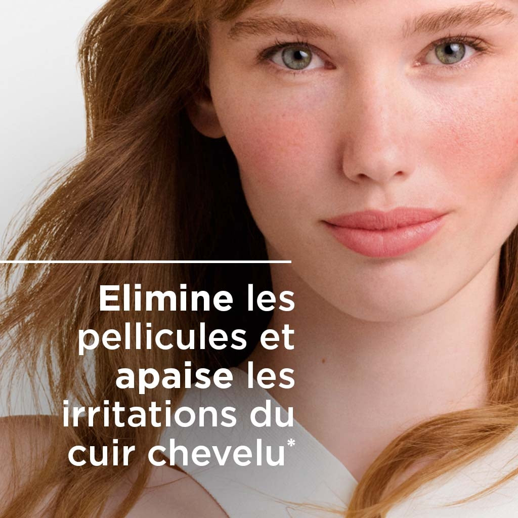 Bioderma Nodé P, close-up of a woman's face with text in French