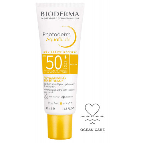 Bioderma Photoderm Aquafluide SPF50+ sunscreen fluid 40ml bottle, product close-up