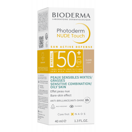Bioderma Photoderm Nude Touch SPF 50+ Light Tinted Mineral Sunscreen 40ml, alternate angle