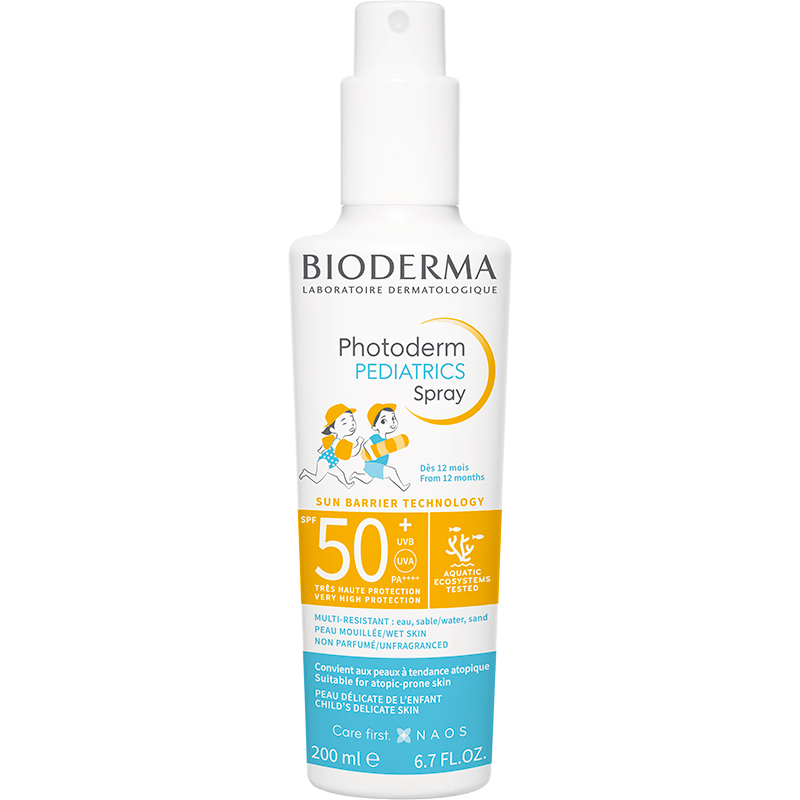 Bioderma Photoderm Pediatrics Spray 200ml, front of the spray bottle in the old packaging