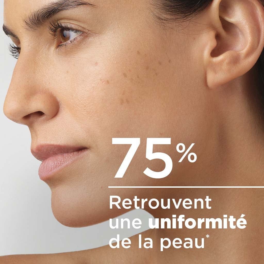 Bioderma PigmentBio, woman in profile with study results in French