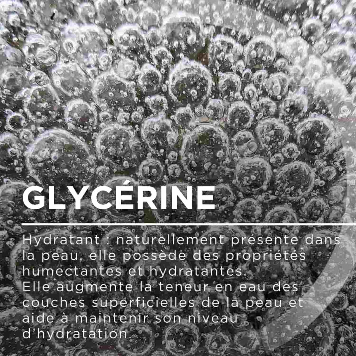 Bioderma PigmentBio, glycerin infographic in French with bubbles