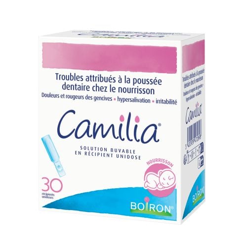 Boiron Camilia, box of 30 single-dose containers, three-quarter view