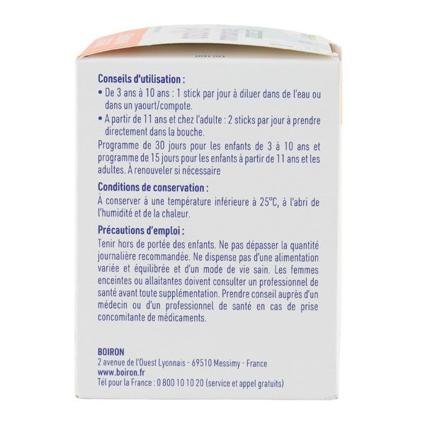 Boiron OSCILLO, side of the box with directions
