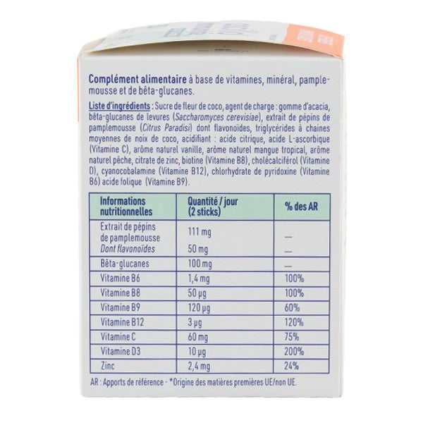Boiron OSCILLO, side of the box with the nutrition table