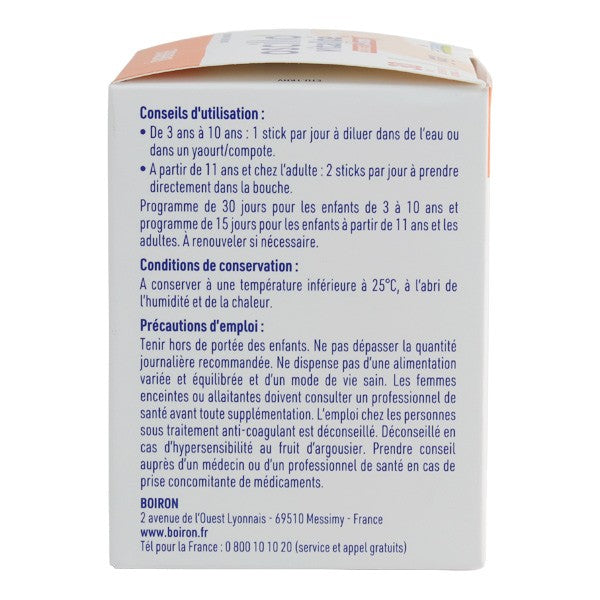 Boiron OSCILLO, side of the box with directions