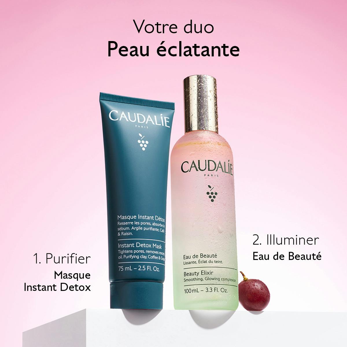 Caudalie Eau de Beauté, two-step routine with the Instant Detox Mask