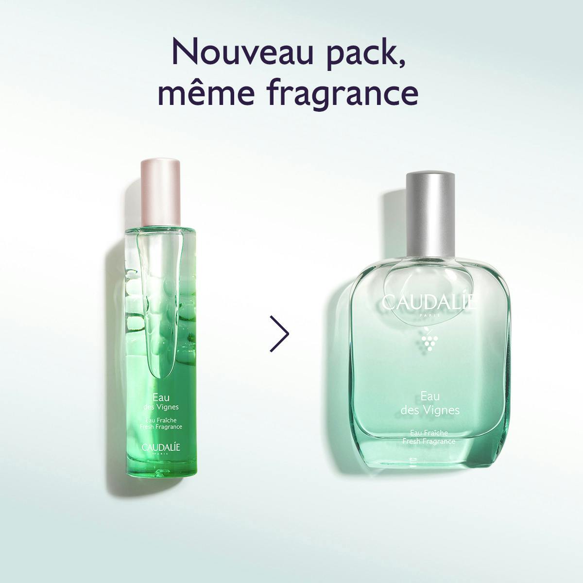 Caudalie Eau des Vignes, old and new bottles side by side