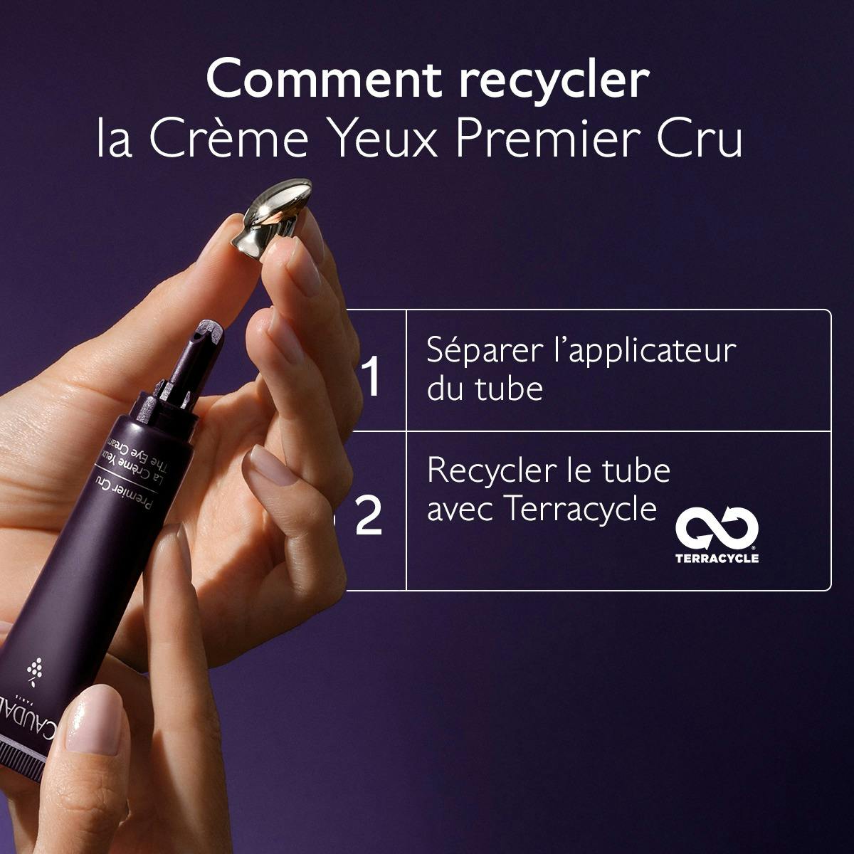 Caudalie Premier Cru, recycling instructions for the applicator and tube