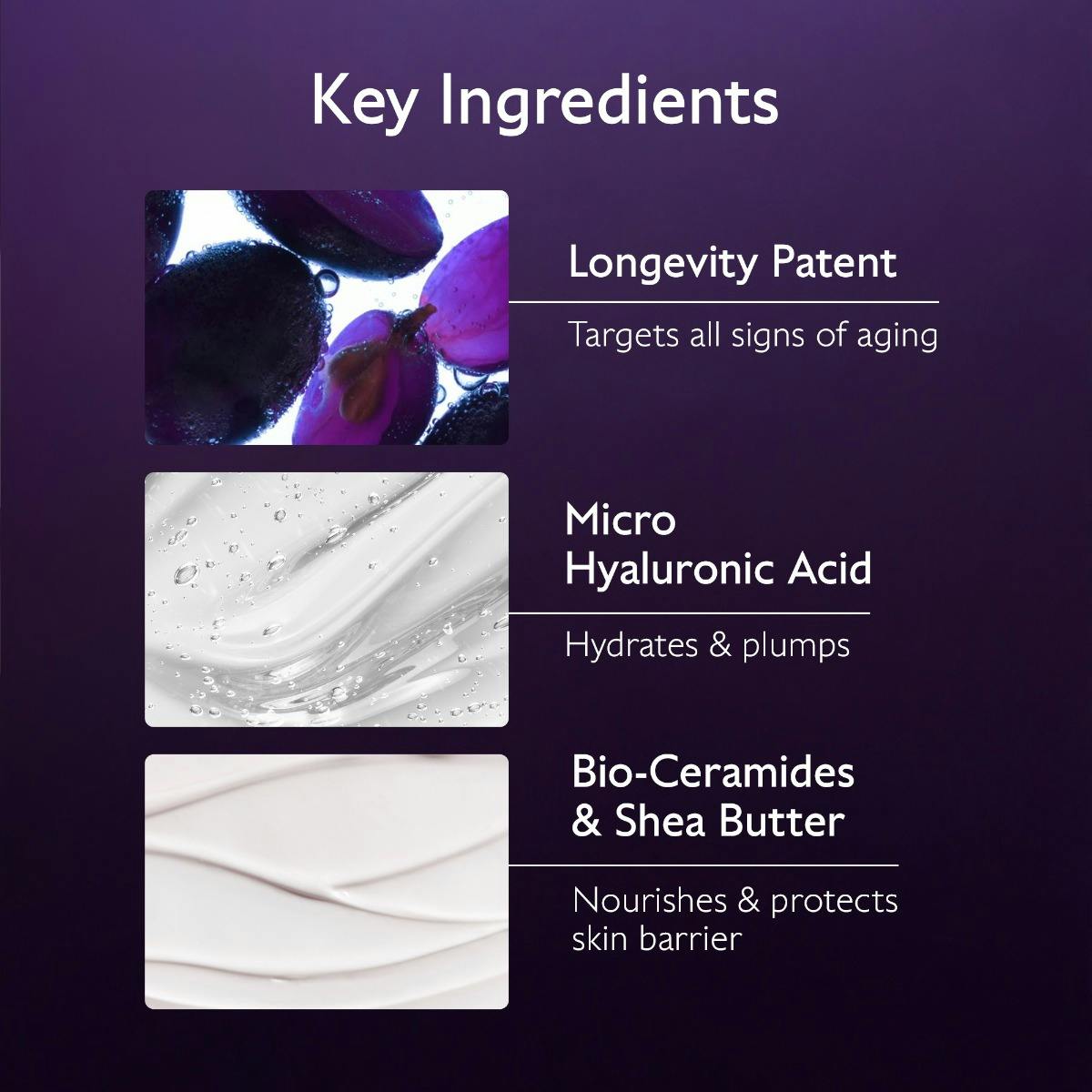 Caudalie Premier Cru, key ingredients: longevity patent, micro hyaluronic acid and bio-ceramides
