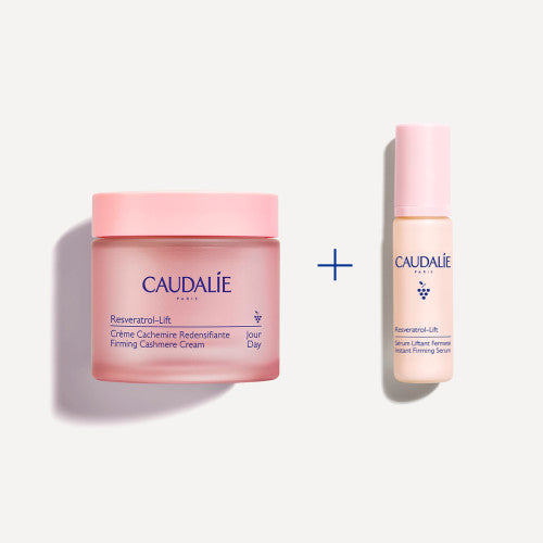 Caudalie Resveratrol-Lift Anti-Aging Firming Serum and Cashmere Fluid Duo, product close-up