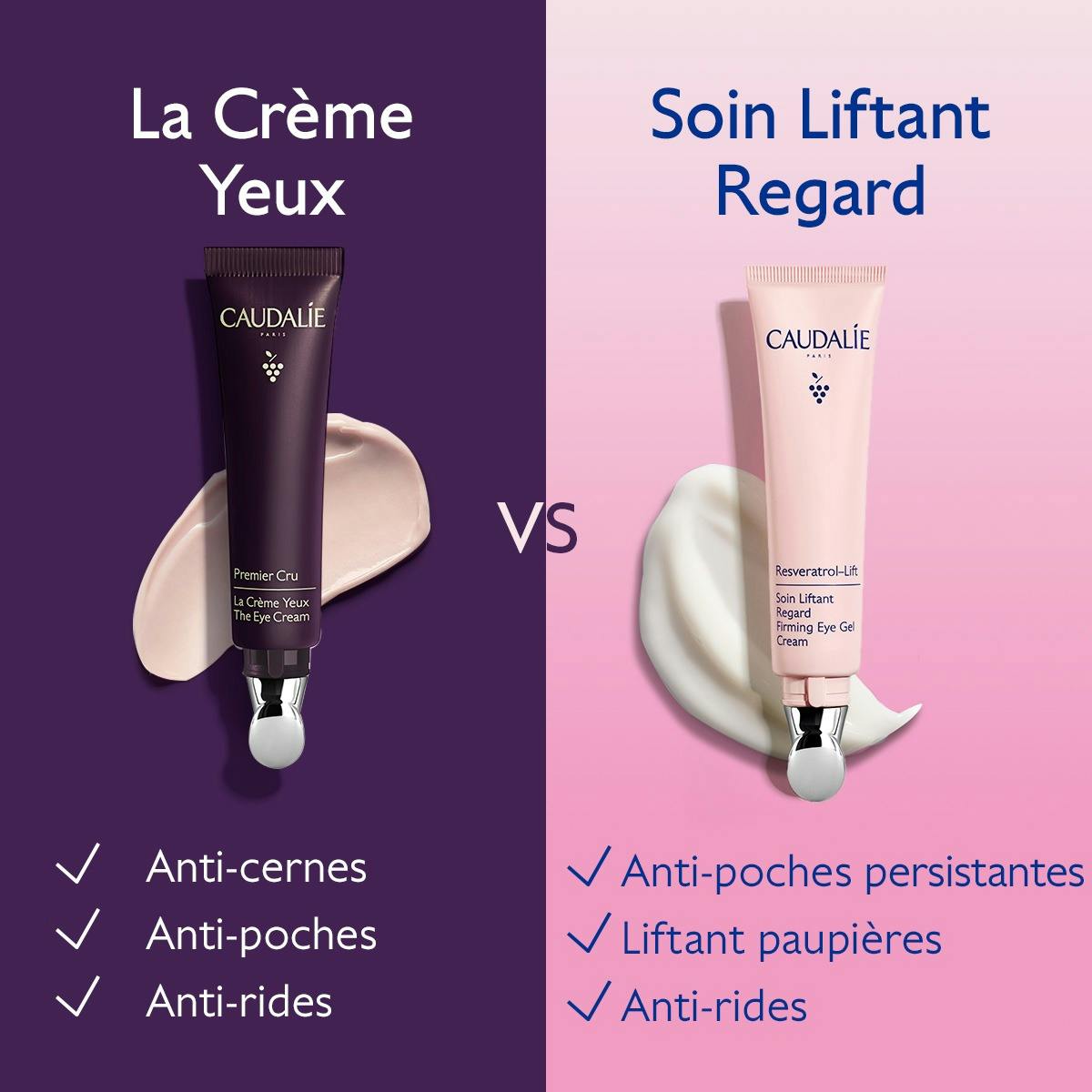 Caudalie Resveratrol-Lift, eye care compared with the Premier Cru eye cream