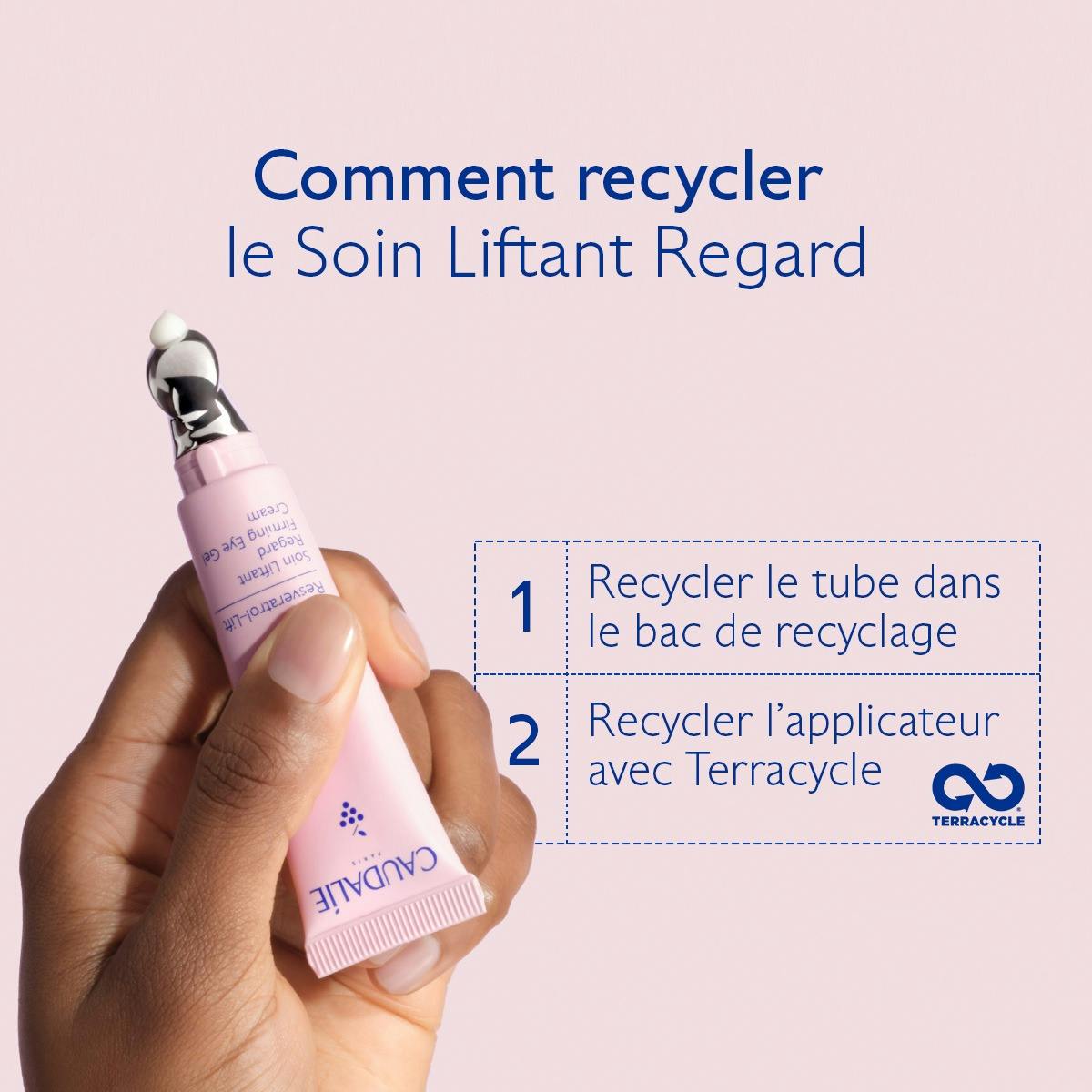 Caudalie Resveratrol-Lift, recycling instructions for the tube and applicator