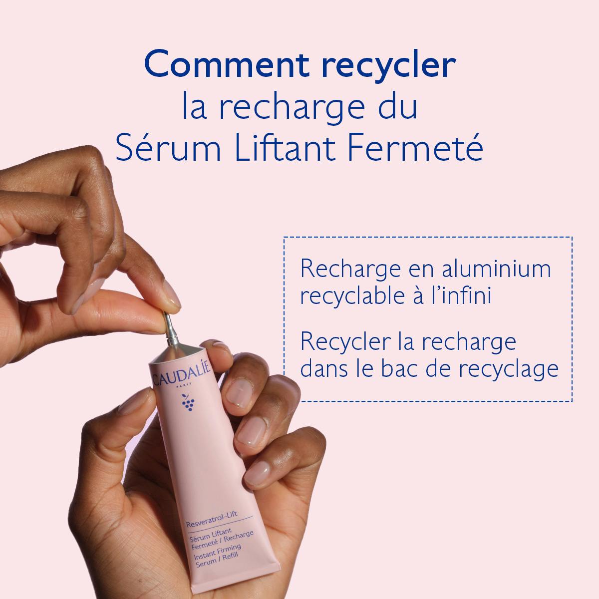 Caudalie Resveratrol-Lift, recycling instructions for the aluminium refill tube
