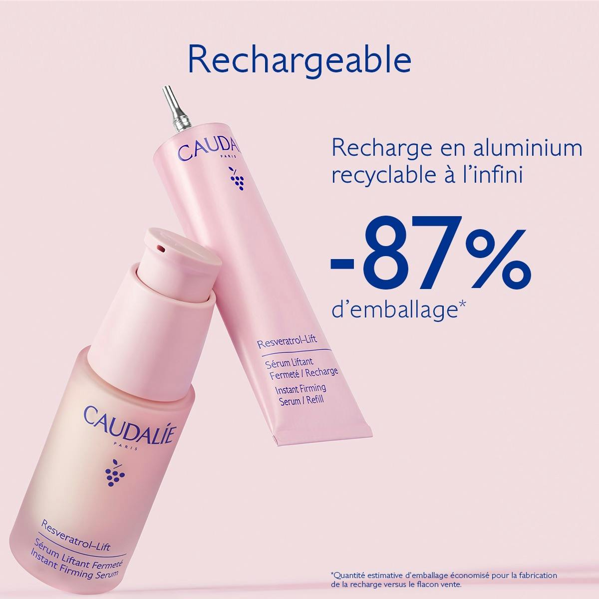 Caudalie Resveratrol-Lift, refill and pump bottle