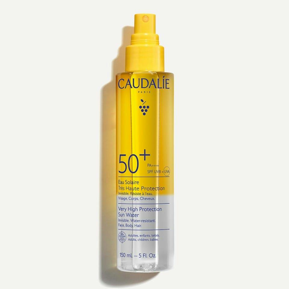 Caudalie Solaire, Very High Protection Sun Water 150ml, front of the spray bottle