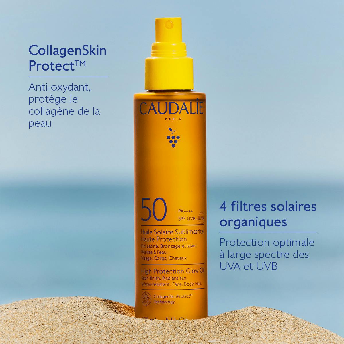 Caudalie Sublimating Sun Oil, key ingredients: CollagenSkin Protect and four organic UV filters