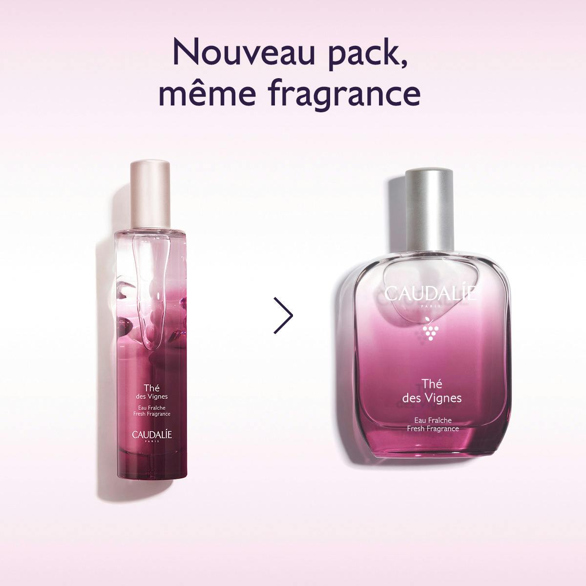 Caudalie Thé des Vignes, old and new packaging side by side