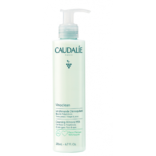 Caudalie Vinoclean Almond Milk Cleanser bottle with cream-white texture, view 1