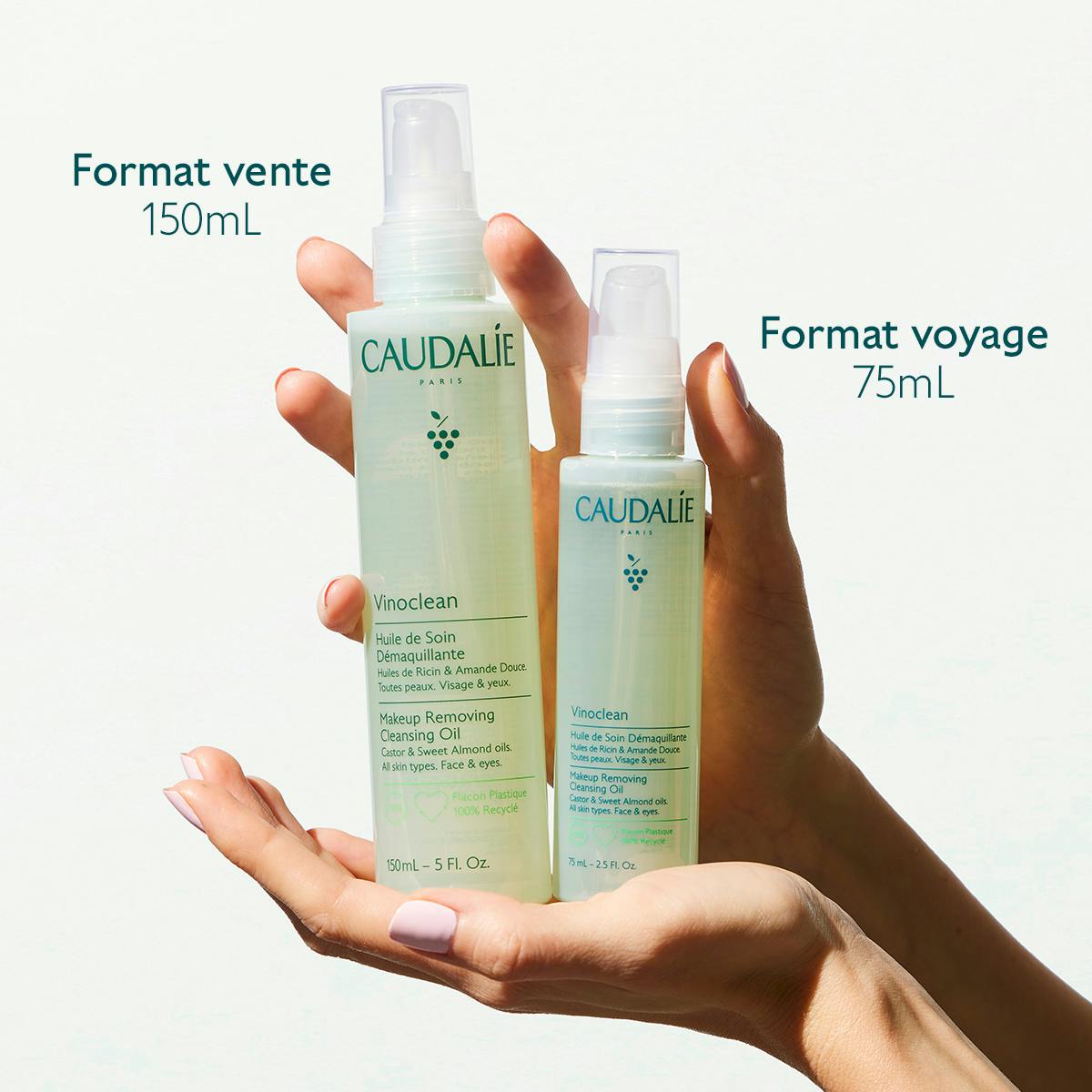 Caudalie Vinoclean, two sizes side by side