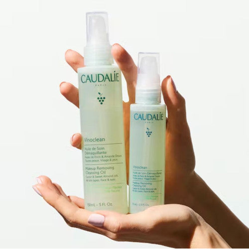 Caudalie Vinoclean Cleansing Oil bottle, alternate angle