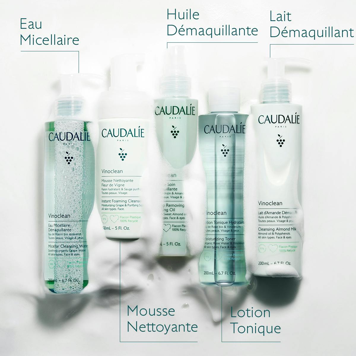 Caudalie Vinoclean, range of five cleansing products including the foaming cleanser