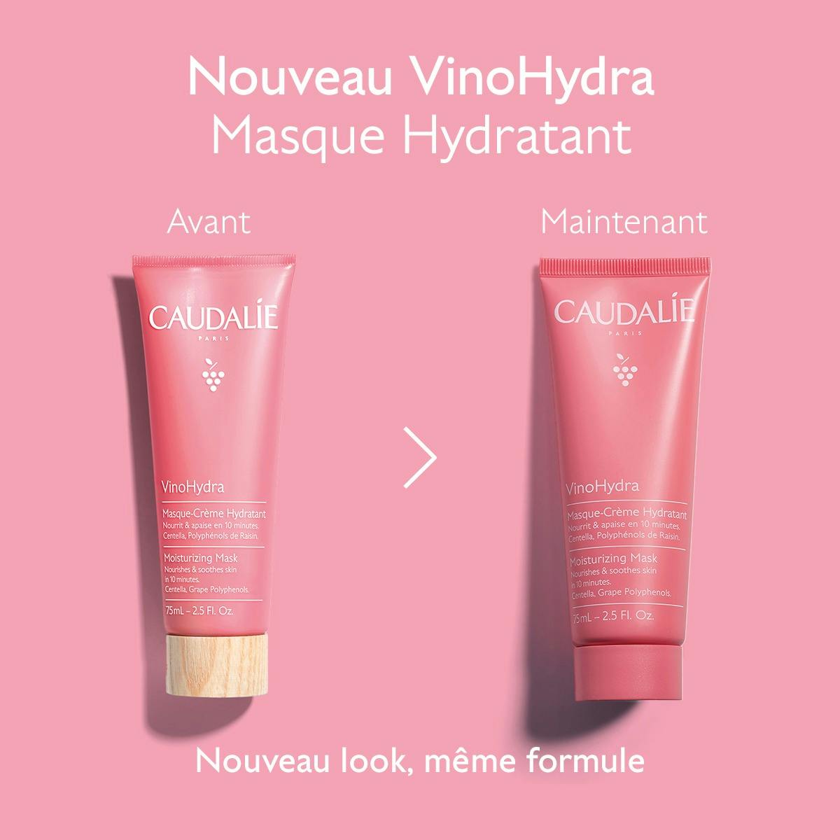 Caudalie Vinohydra, old and new packaging side by side