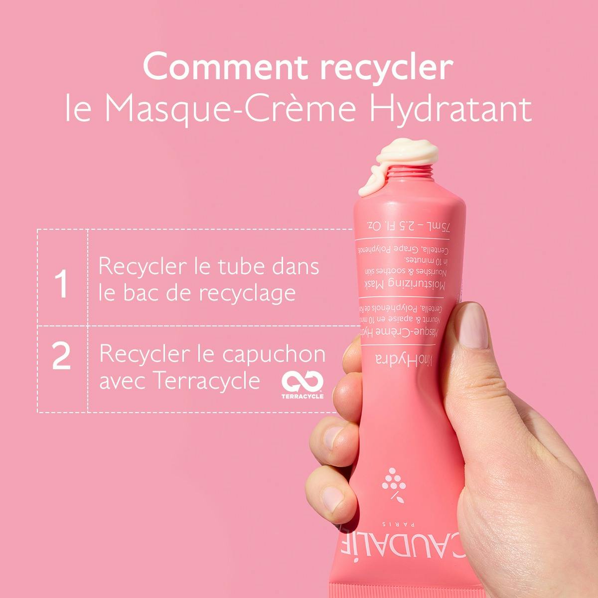 Caudalie Vinohydra, recycling instructions for the tube and cap