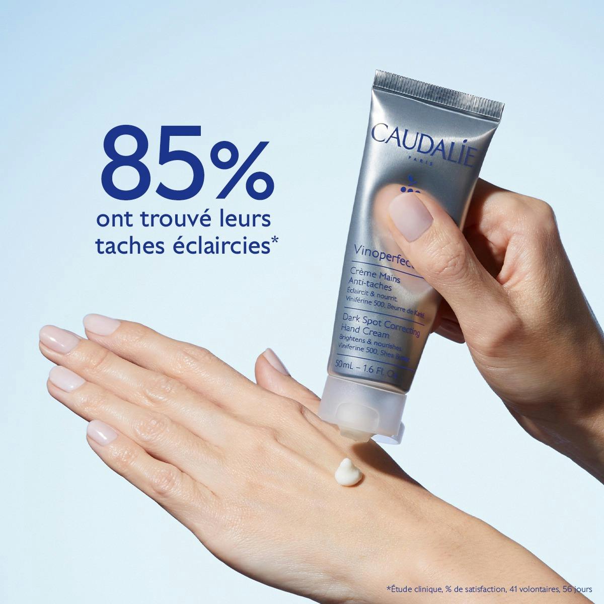 Caudalie Vinoperfect, applied to the hands