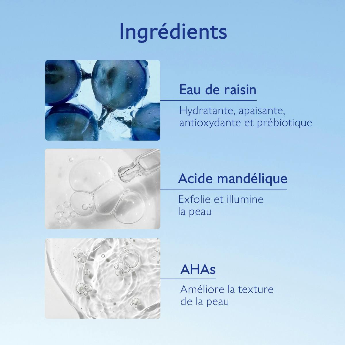 Caudalie Vinoperfect, key ingredients: grape water, mandelic acid and AHAs