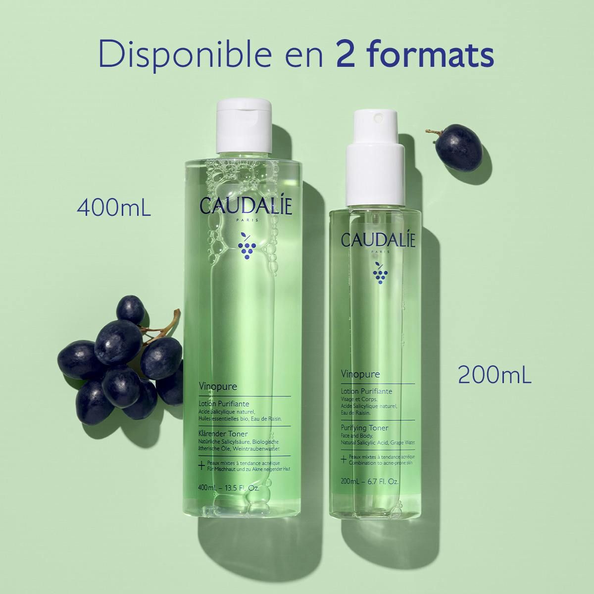 Caudalie Vinopure, two sizes side by side