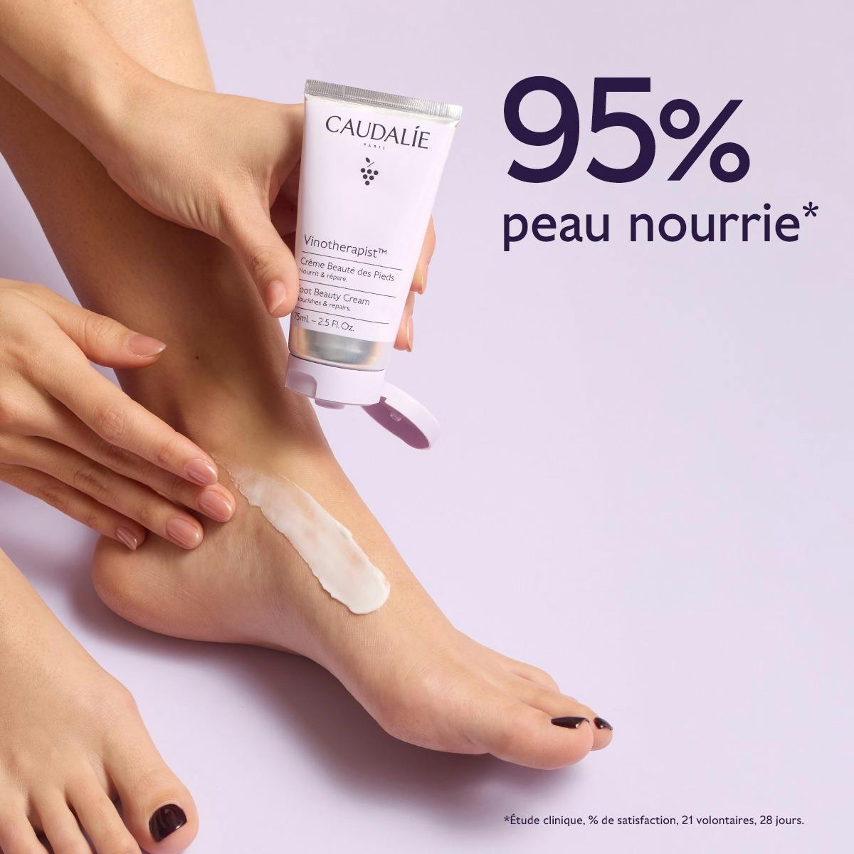Caudalie Vinotherapist, cream applied to the top of the foot
