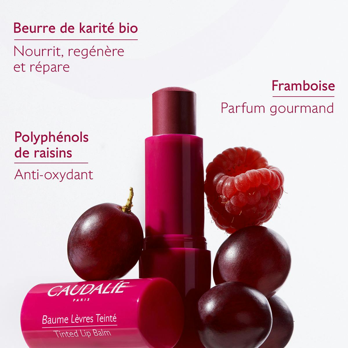 Caudalie Vinotherapist, key ingredients: shea butter, grape polyphenols and raspberry scent