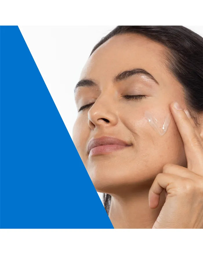 CeraVe Hydrating HA Water Gel, applied to the face