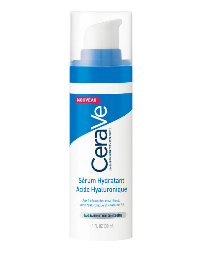 CeraVe Hydrating Hyaluronic Acid Serum 30ml, front of the pump bottle