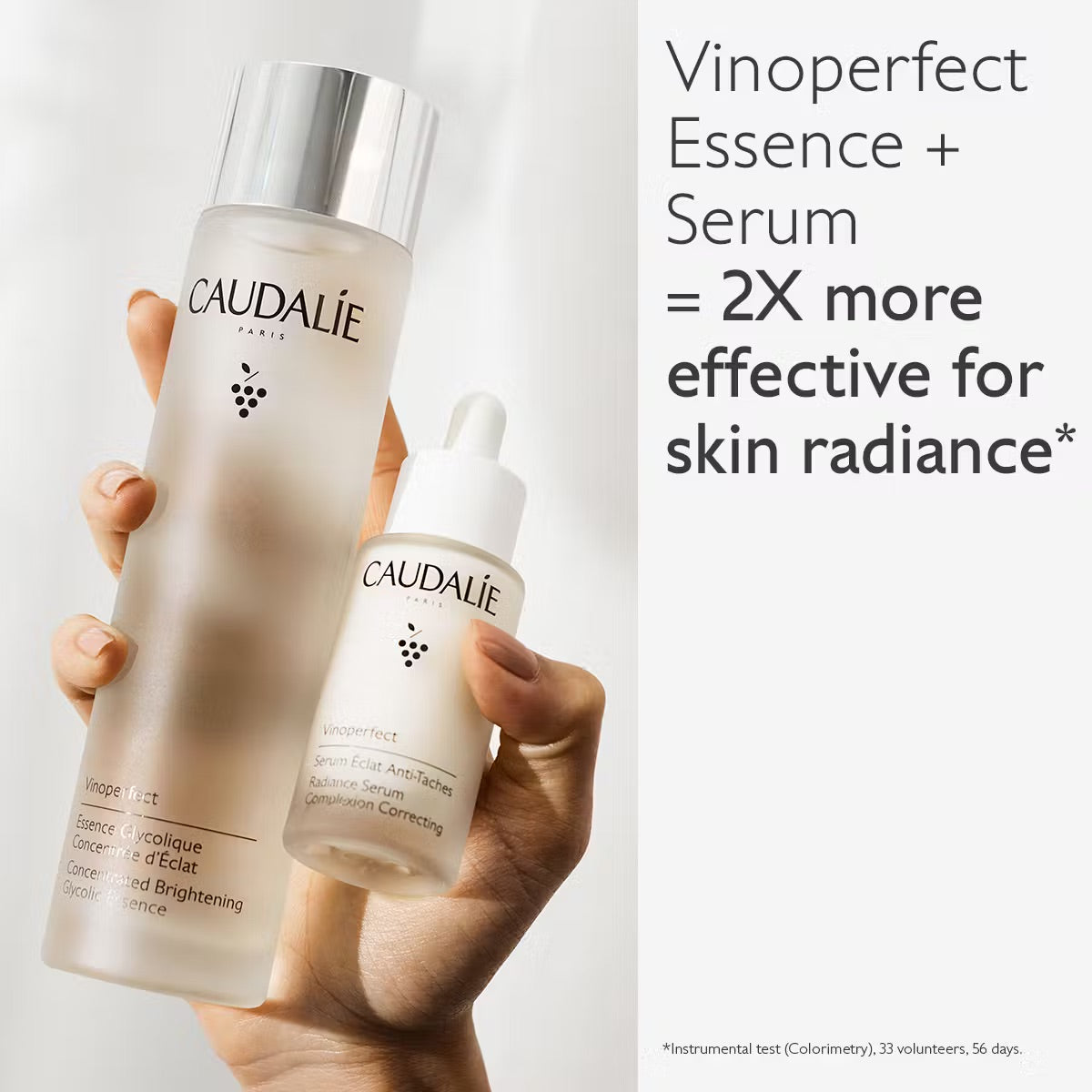 Caudalie Vinoperfect Brightening Glycolic Essence 100ml bottle, alternate angle