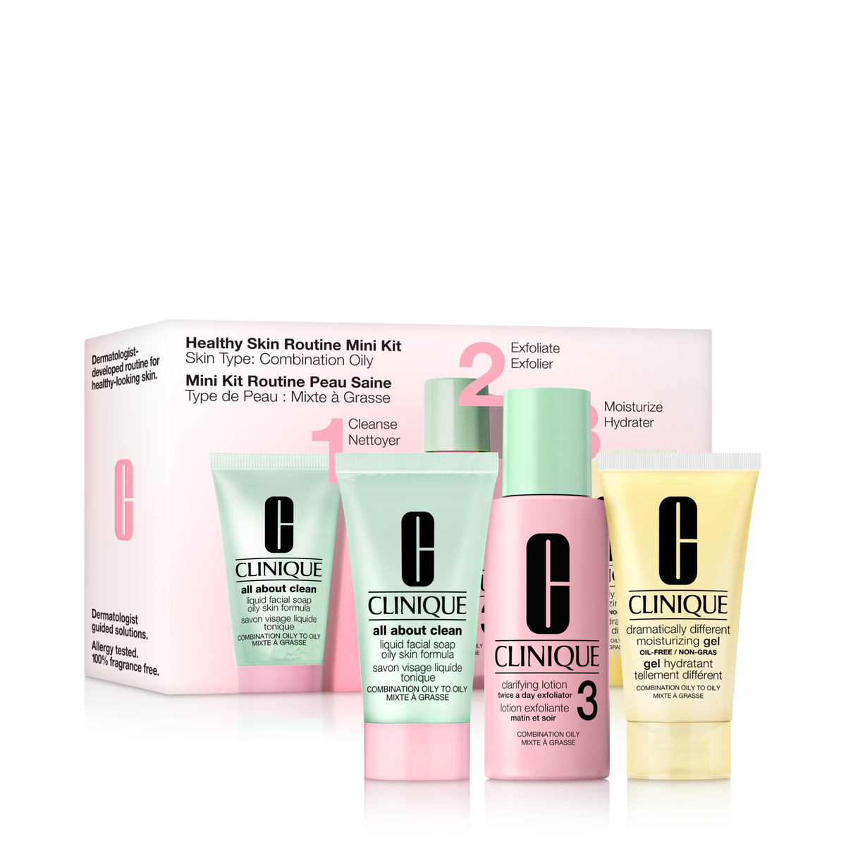 Clinique Healthy Skin Routine Mini 3-Step Skincare Set for Combination Oily Skin, front of the box