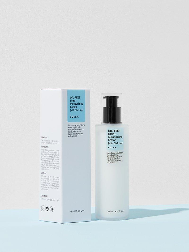 COSRX Oil-Free Ultra-Moisturizing Lotion 100ml, box and pump bottle
