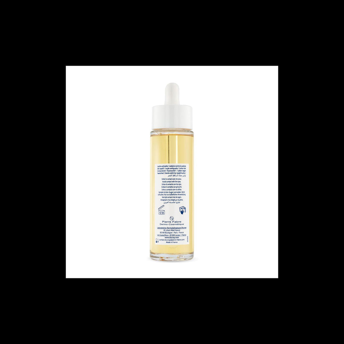 Ducray Creastim, back of the glass bottle