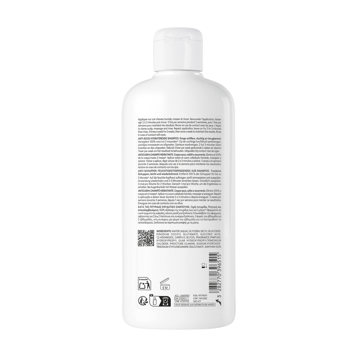Ducray Elution, back label with ingredient list