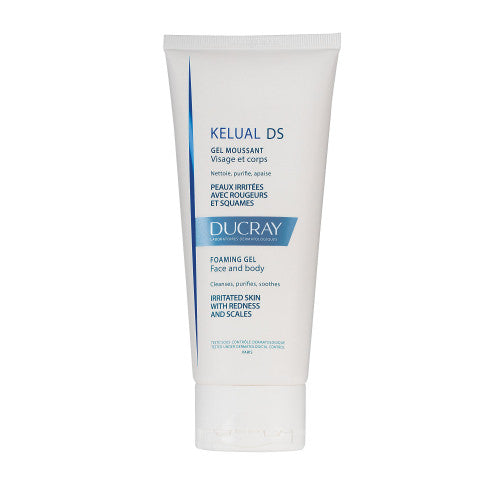 Ducray Kelual DS Foaming Gel 200ml for flaking, redness, and irritation on scalp, face, and body, view 1