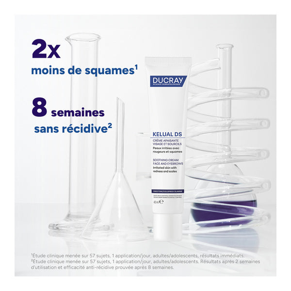 Ducray Kelual DS, soothing cream tube with study results in French