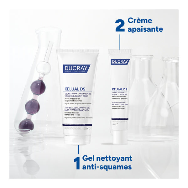 Ducray Kelual DS, two-step routine with the cleansing gel and soothing cream