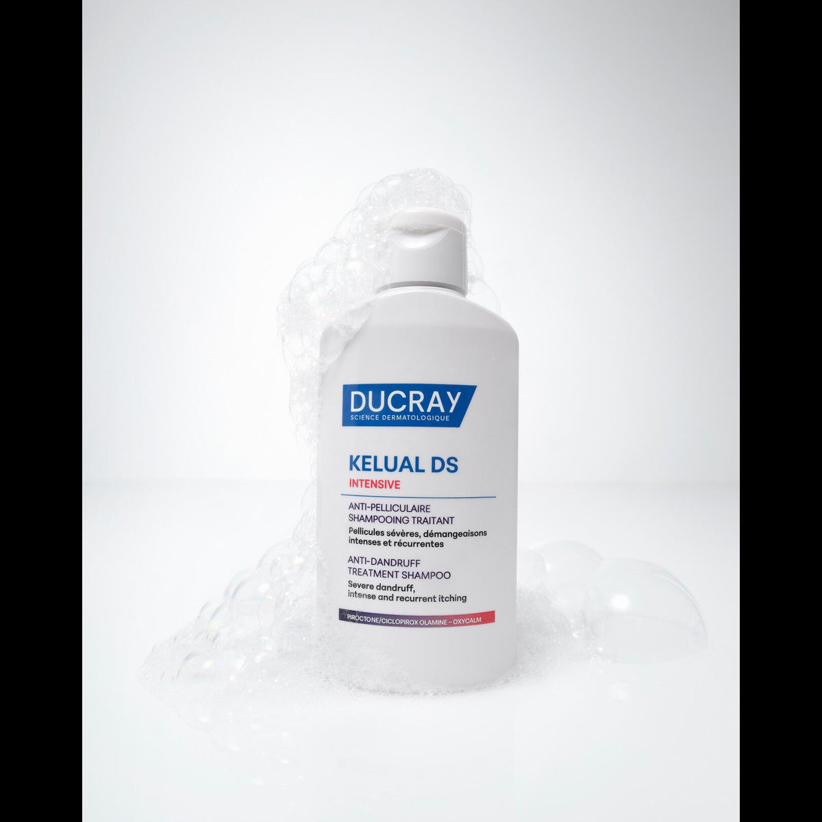 Ducray Kelual DS, bottle on a bed of foam