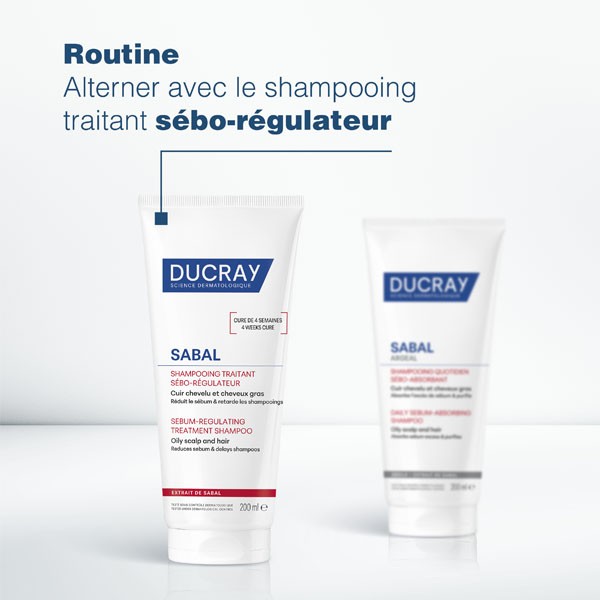 Ducray Sabal, routine with the sebum-regulating and daily shampoos