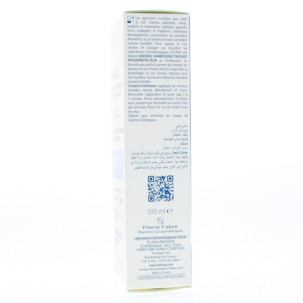 Ducray Sensinol 200ml, side view of the box