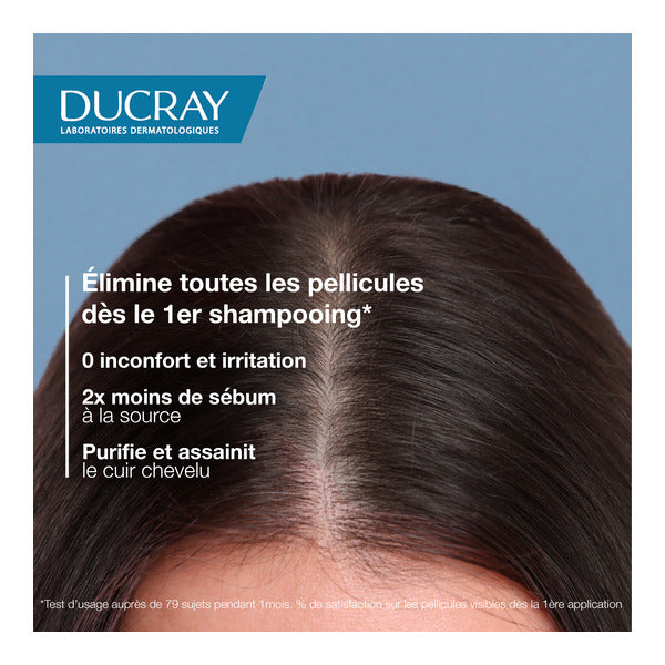 Ducray Squanorm, hair parting at the scalp with study results in French