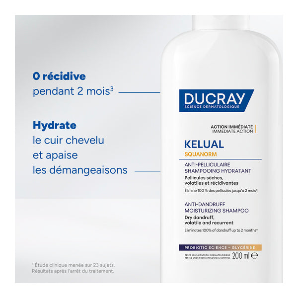 Ducray Squanorm, bottle with study results in French