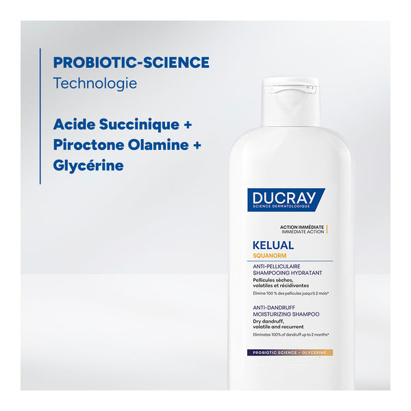Ducray Squanorm, key ingredients: succinic acid, piroctone olamine and glycerin